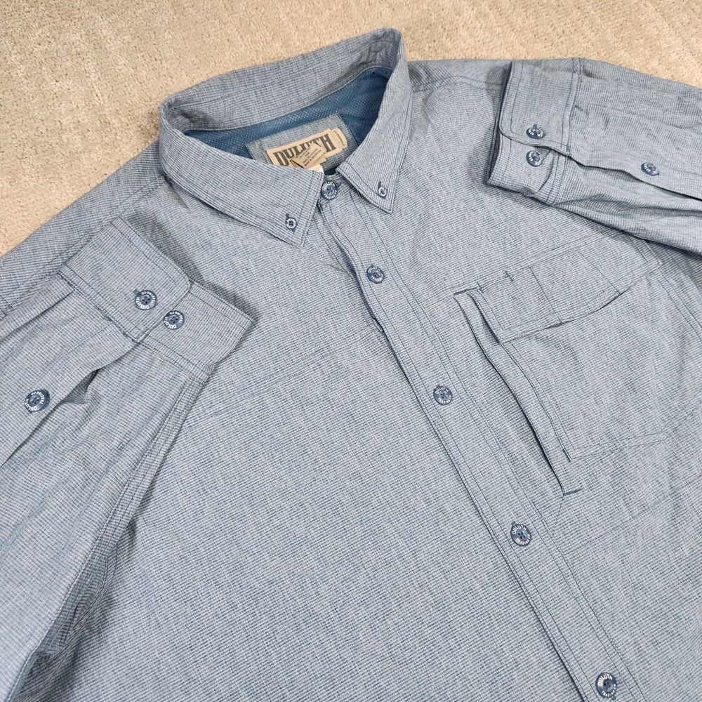 Duluth Shirt Men 2XL Sol Survivor Fishing Vented Button Up Quick Dry UPF Stretch